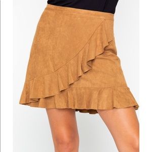 BB Dakota Faux Suede Ruffle Skirt